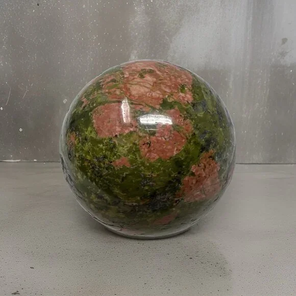 Unikite Sphere Carving Natural Stone Healing Crystal Orange Green 40mm - Picture 6 of 9